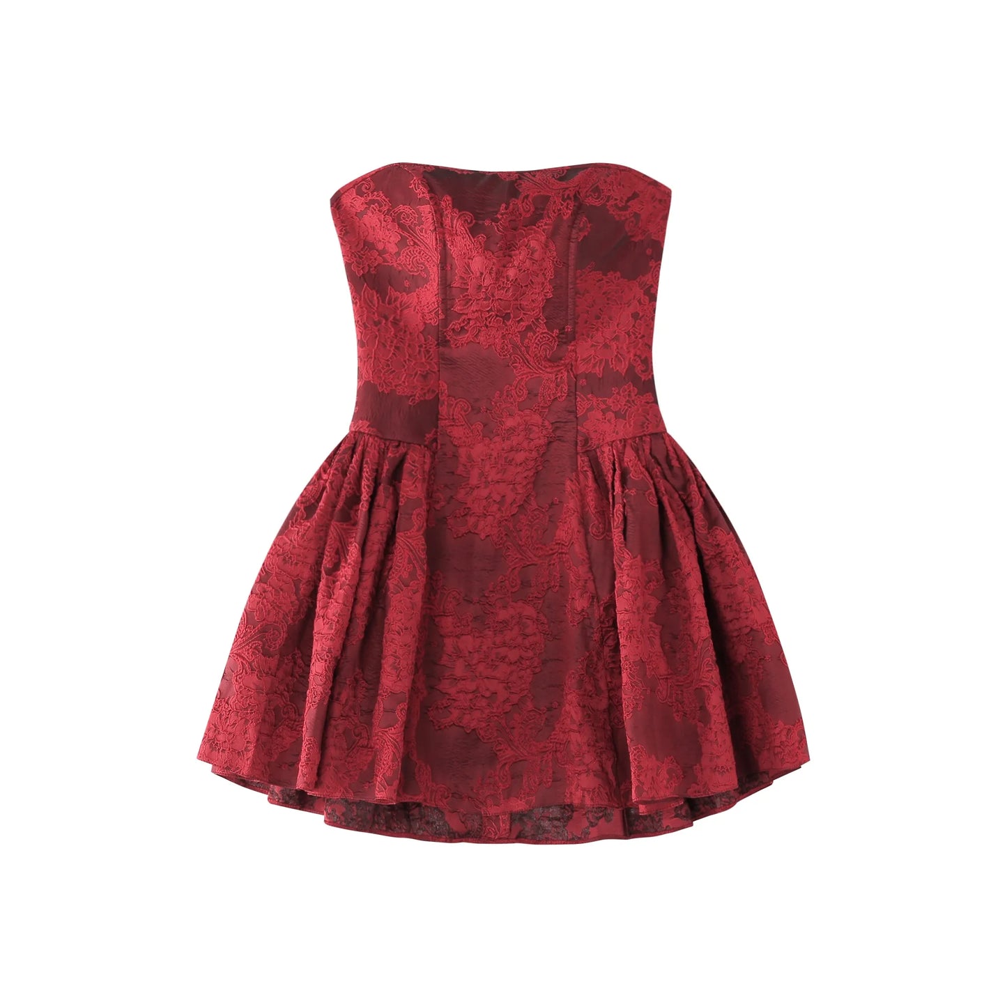 Scarlet Bloom Strapless Mini Dress