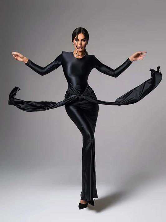 Noir Sculpt Bodycon Maxi Dress