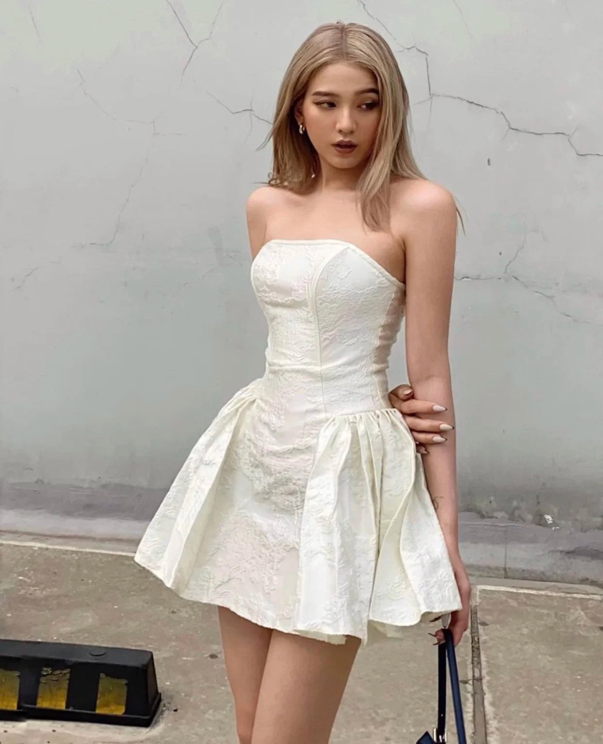 Scarlet Bloom Strapless Mini Dress