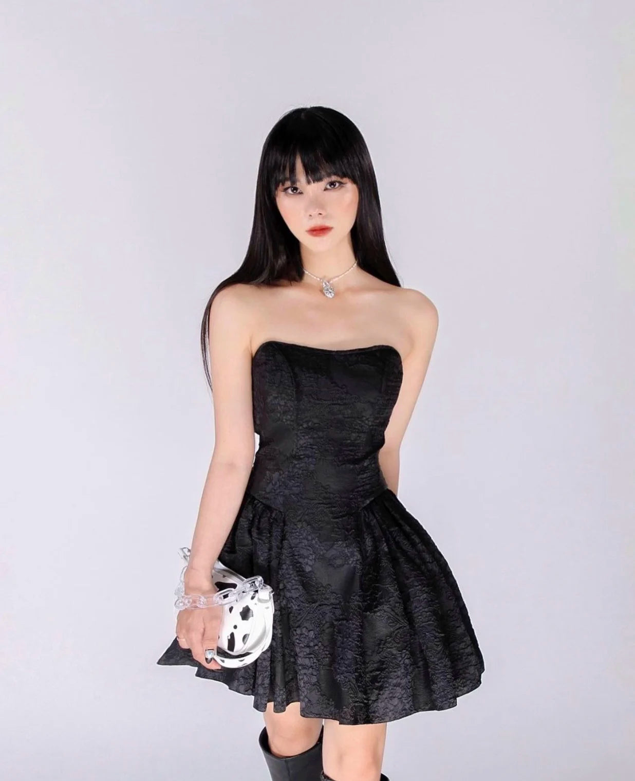 Scarlet Bloom Strapless Mini Dress