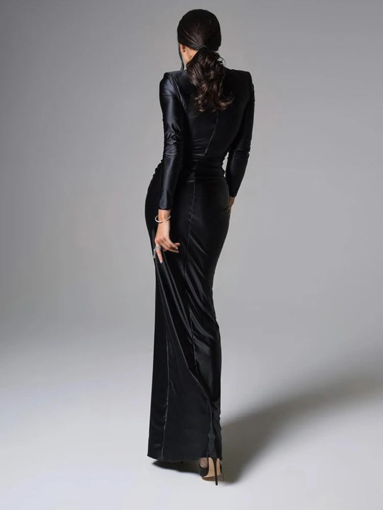 Noir Sculpt Bodycon Maxi Dress